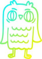 cold gradient line drawing cartoon owl vector