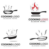 logotipos para utensilios de cocina, ollas, espátulas y cucharas de cocina. utilizando un concepto de diseño de plantilla de ilustración vectorial. vector