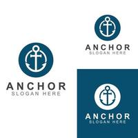 Logo and anchor symbol design vector illustration template.