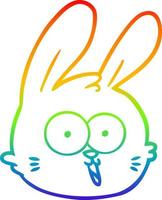 rainbow gradient line drawing cartoon rabbit face vector