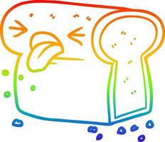 rainbow gradient line drawing cartoon disgusted loaf of bread vector