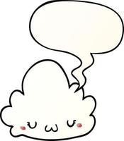 cute cartoon cloud and speech bubble in smooth gradient style vector