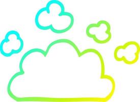 nube de clima de dibujos animados de dibujo de línea de gradiente frío vector
