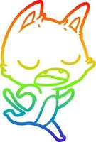 rainbow gradient line drawing talking cat cartoon vector