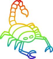 rainbow gradient line drawing cartoon scorpion vector