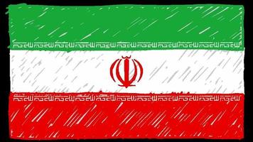 Iran National Country Flag Marker or Pencil Sketch Looping Animation Video