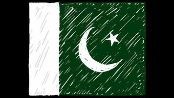 Pakistan nationaal land vlag markeerstift of potlood schetsen looping animatie video