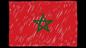 drapeau national du maroc marqueur ou croquis au crayon vidéo d'animation en boucle video