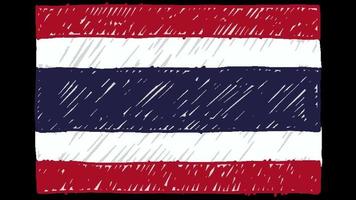 Thailand National Country Flag Marker or Pencil Sketch Looping Animation Video