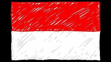 indonesische nationalflaggenmarkierung oder bleistiftskizze looping animation video