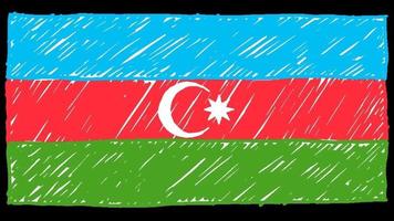 azerbaijan nationell Land flagga markör eller penna skiss looping animering video