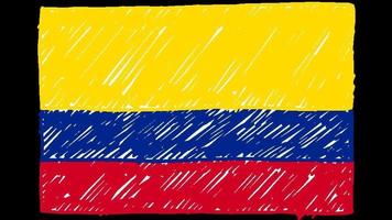 marcador de bandeira nacional da colômbia ou desenho a lápis vídeo de animação em loop video