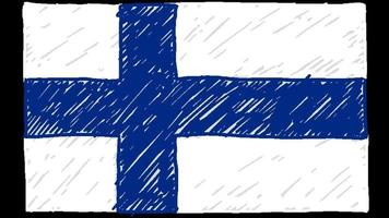 finland nationell Land flagga markör eller penna skiss looping animering video