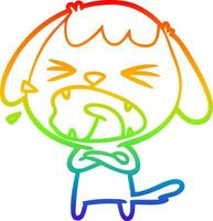 arco iris gradiente línea dibujo lindo perro de dibujos animados vector