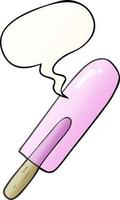 cartoon ice lolly and speech bubble in smooth gradient style vector