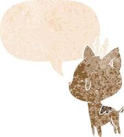 cartoon deer and speech bubble in retro textured style vector