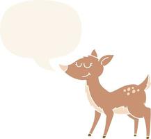 cartoon deer and speech bubble in retro style vector