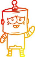 warm gradient line drawing cartoon robot vector