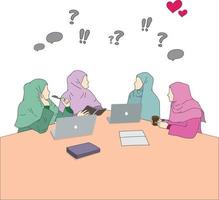 Muslim woman is working and having a meeting for business