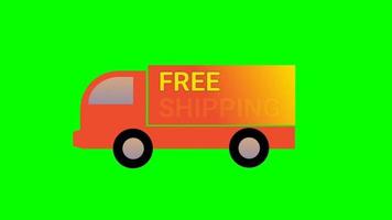 fast delivery truck with green screen background, flashing text, online delivery. fast shipping. express delivery. video