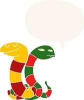 serpientes de dibujos animados y burbujas de habla en estilo retro vector