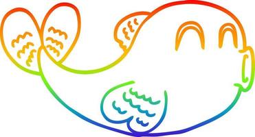rainbow gradient line drawing cartoon fish vector
