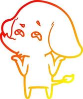 warm gradient line drawing cartoon elephant remembering vector