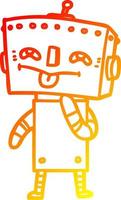 warm gradient line drawing cartoon robot vector