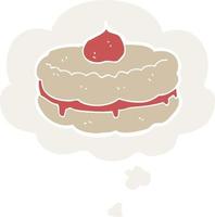 cartoon biscuit and thought bubble in retro style vector