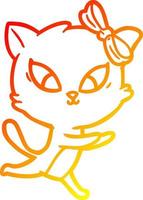 warm gradient line drawing cartoon cat vector