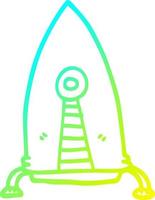 cold gradient line drawing cartoon space rocket vector