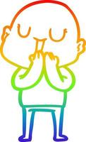 rainbow gradient line drawing happy cartoon bald man vector