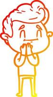 warm gradient line drawing happy cartoon man vector