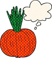 cartoon vegetable and thought bubble in comic book style vector