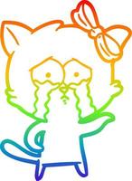 rainbow gradient line drawing cartoon cat vector