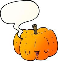 cartoon pumpkin and speech bubble in smooth gradient style vector