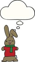 cartoon rabbit and thought bubble vector