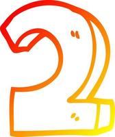 warm gradient line drawing cartoon number two vector
