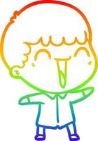 rainbow gradient line drawing cartoon happy man vector