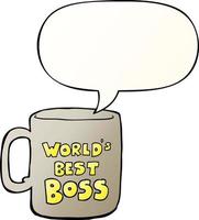 la mejor taza de jefe del mundo y la burbuja del habla en un estilo degradado suave vector