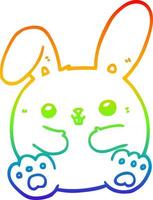 rainbow gradient line drawing cartoon rabbit vector