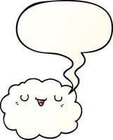 cartoon cloud and speech bubble in smooth gradient style vector