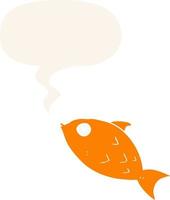 cartoon fish and speech bubble in retro style vector