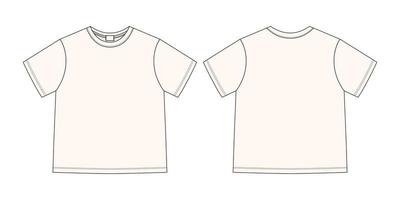 Camiseta unisex con dibujo técnico de prendas de vestir. color leche claro. plantilla de diseño de camiseta. vector
