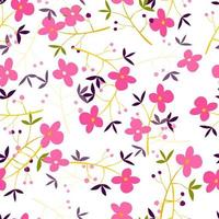 Romantic hand drawn flower seamless pattern. Simple abstract floral wallpaper. Doodle plants endless background. vector