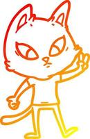 warm gradient line drawing confused cartoon cat vector