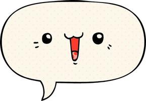 happy cartoon face and speech bubble in comic book style vector