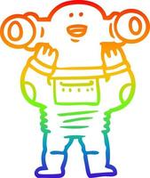 rainbow gradient line drawing friendly cartoon alien vector