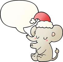 lindo elefante navideño y burbuja de habla en un estilo degradado suave vector