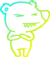 cold gradient line drawing angry polar bear cartoon vector